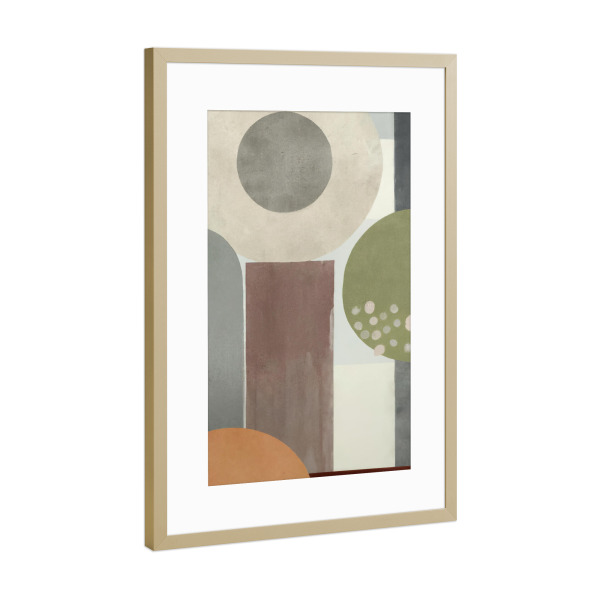 Poster mit Rahmen Gold "Geometrische abstrakte Kunst" artboxONE - Abstrakt,Geometrie - Geometrie,Abstrakt,Formen,Bunt