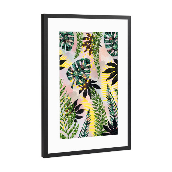 Poster mit Rahmen Schwarz (Metallic) "Dschungelsaison" artboxONE - Natur,Floral,Abstrakt