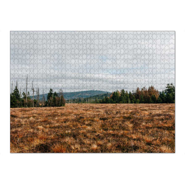 Puzzle Ravensburger "Blick auf den Brocken" artboxONE - Natur,Reise - Brocken,Harz,Berg,Gipfel,Moor,Wanderung,Bäume,Wald,Herbst,Wolken