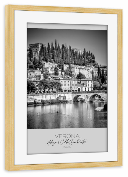 Poster mit Rahmen kiefer "Im Fokus: VERONA" artboxONE - Schwarzweiß,Architektur,Städte / Weitere