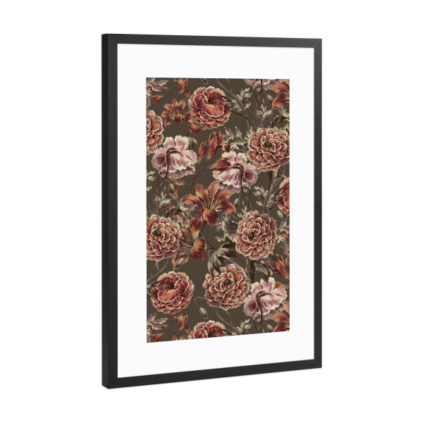 Poster mit Rahmen Schwarz (Metallic) "Orange Lilie und Mohn" artboxONE - Natur,Floral,Liebe