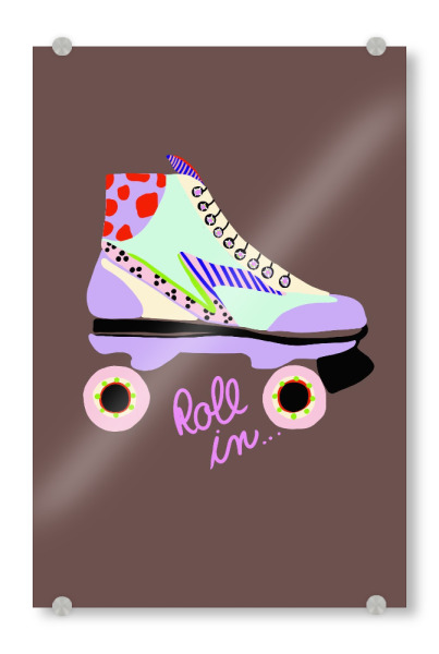 Acrylglasbild "Roll in" artboxONE - Sport - Roll in,Skates,Roller skates,Lila,Sport,Illustration,Ute arnold,Bruan,Bunt