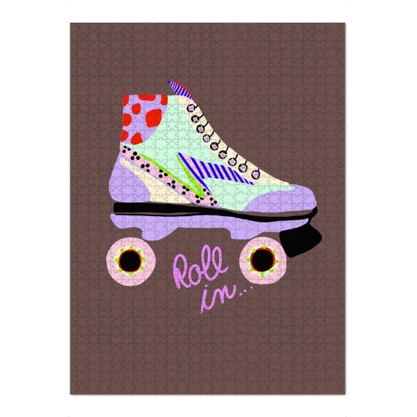 Puzzle Ravensburger "Roll in" artboxONE - Sport - Roll in,Skates,Roller skates,Lila,Sport,Illustration,Ute arnold,Bruan,Bunt - Bild roll in