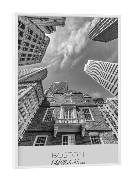 Poster mit weißem Rahmen "Im Fokus: BOSTON Old State House" artboxONE - Schwarzweiß,Architektur,Städte / Boston