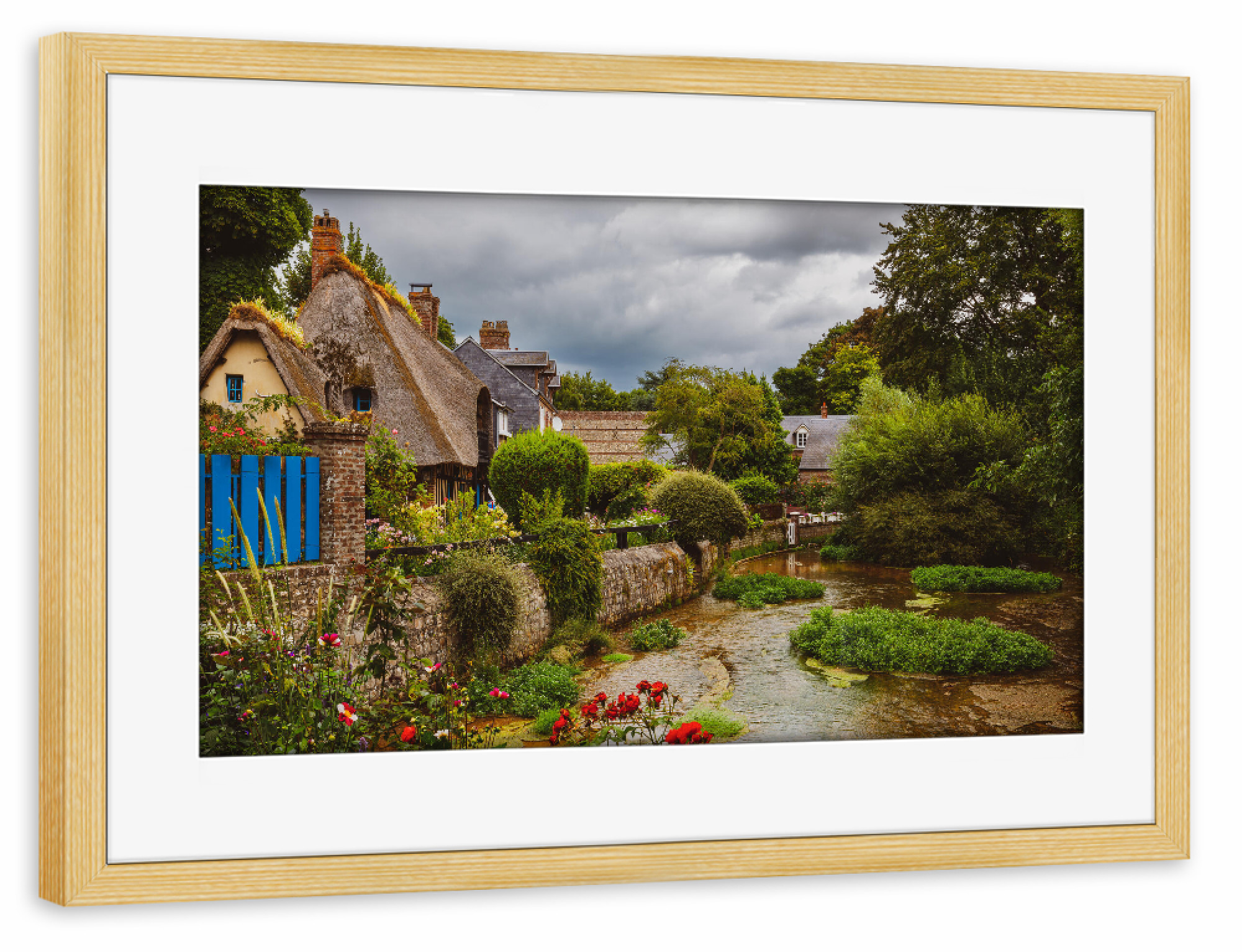 Poster mit Rahmen kiefer "Veules les Roses Mühlendorf" artboxONE - Architektur