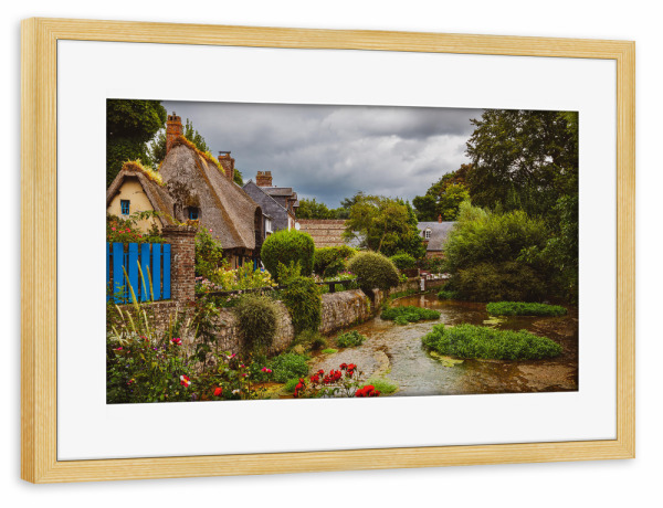 Poster mit Rahmen kiefer "Veules les Roses Mühlendorf" artboxONE - Architektur