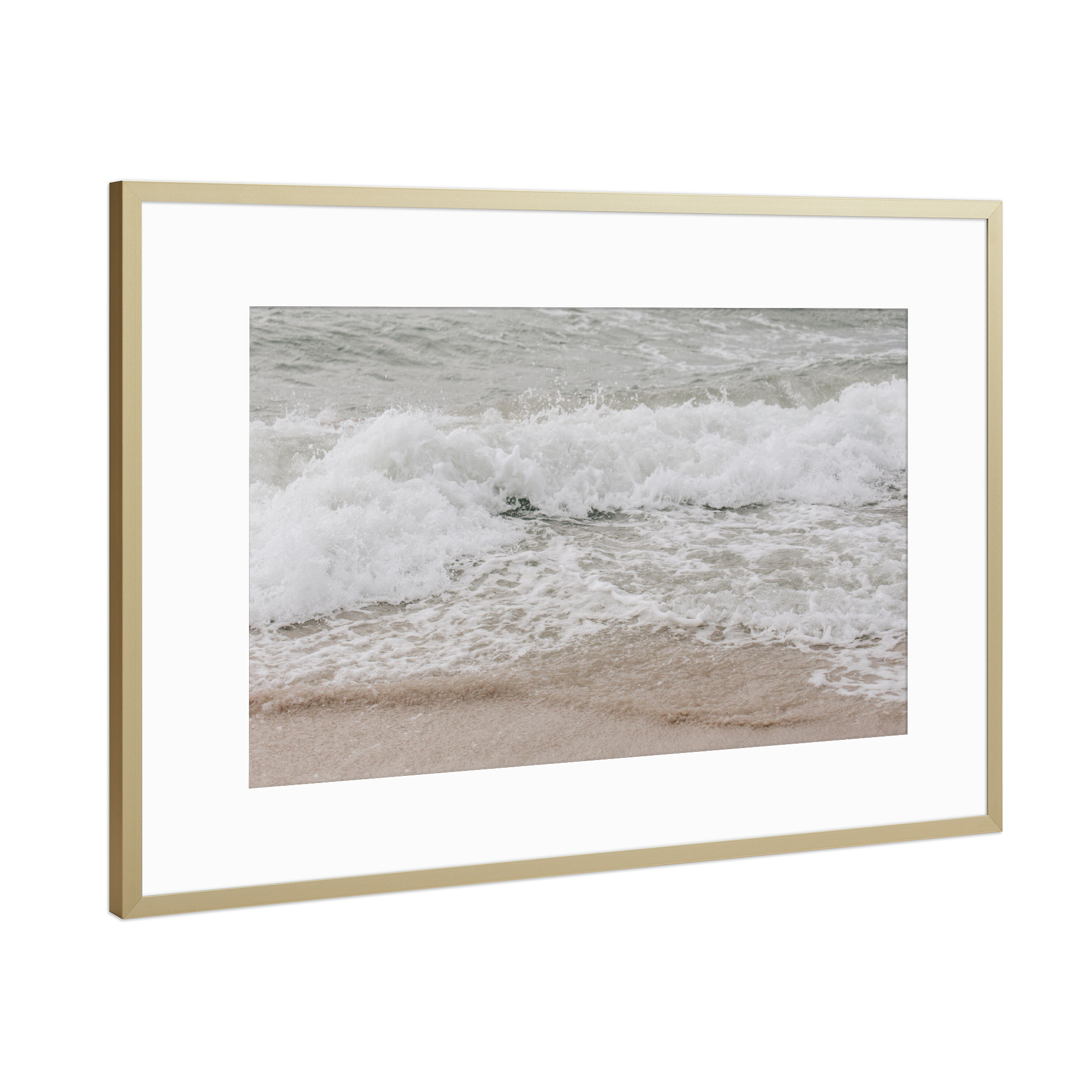 Poster mit Rahmen Gold "Wellen an der Ostsee" artboxONE - Natur,Reise,Reise / Strand und Meer