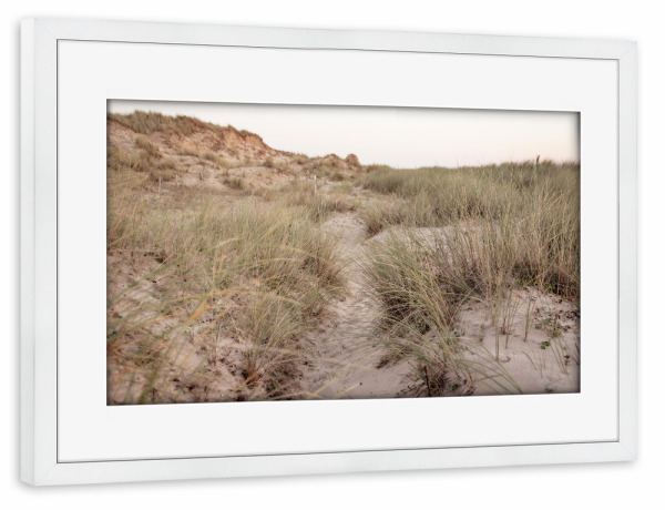 Poster mit Rahmen weiß "Weg durch Dünen" artboxONE - Natur,Reise,Reise / Strand und Meer