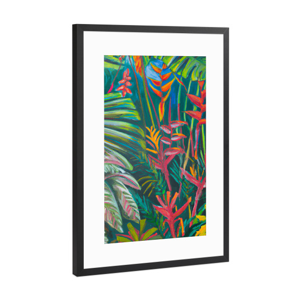 Poster mit Rahmen Schwarz (Metallic) "Tropical Plants Painting" artboxONE - Natur,Floral - Tropische pflanzen,Malerei