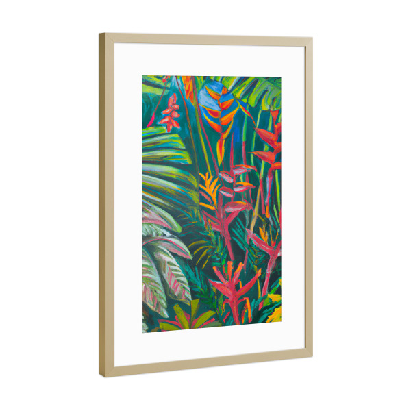 Poster mit Rahmen Gold "Tropical Plants Painting" artboxONE - Natur,Floral - Tropische pflanzen,Malerei