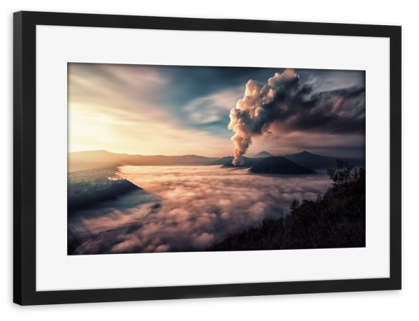 Poster mit Rahmen schwarz "Bromo-Vulkan" artboxONE - Natur,Reise,Reise / Asien,Reise / Länder