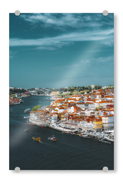 Acrylglasbild "Blick auf Porto" artboxONE - Städte,Reise - Stadt,Porto,Portugal,Europa,Urban,Fluss,Blick,Reise