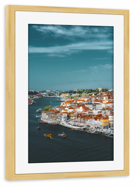 Poster mit Rahmen kiefer "Blick auf Porto" artboxONE - Städte,Reise - Stadt,Porto,Portugal,Europa,Urban,Fluss,Blick,Reise