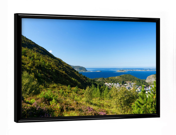 Poster mit schwarzem Rahmen "Landschaft am Berg Sukkertoppen" artboxONE - Natur,Reise,Reise / Strand und Meer,Reise / Länder,Städte / Weitere