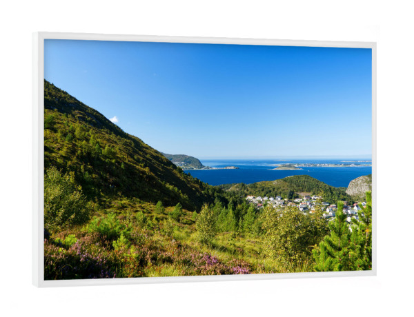 Poster mit weißem Rahmen "Landschaft am Berg Sukkertoppen" artboxONE - Natur,Reise,Reise / Strand und Meer,Reise / Länder,Städte / Weitere