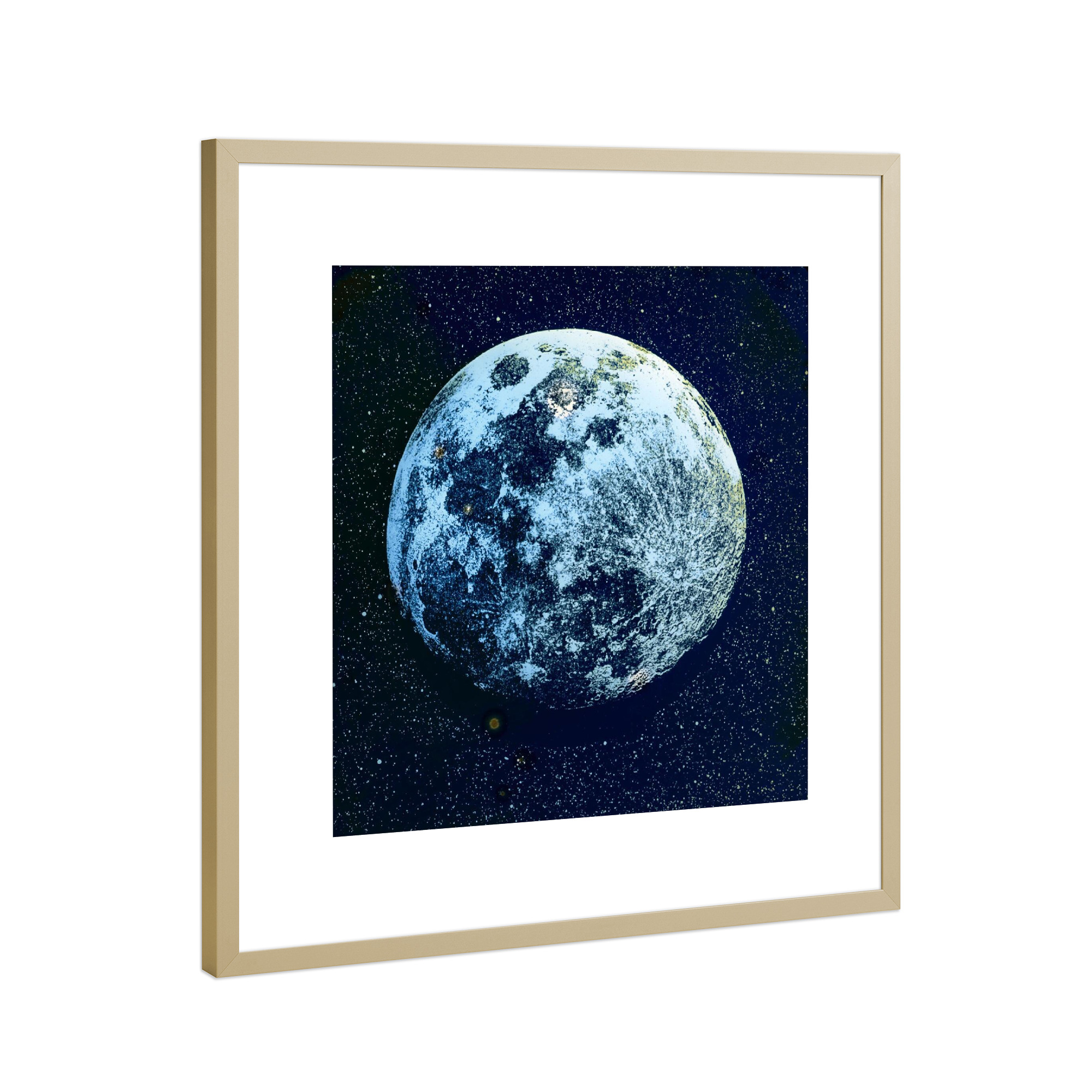 Poster mit Rahmen Gold "Der Vollmond" artboxONE - Natur,Reise,Galaxy - Mond,Vollmond,Galaxie,Weltraum,Universum,Kosmos,Planeten,Sterne