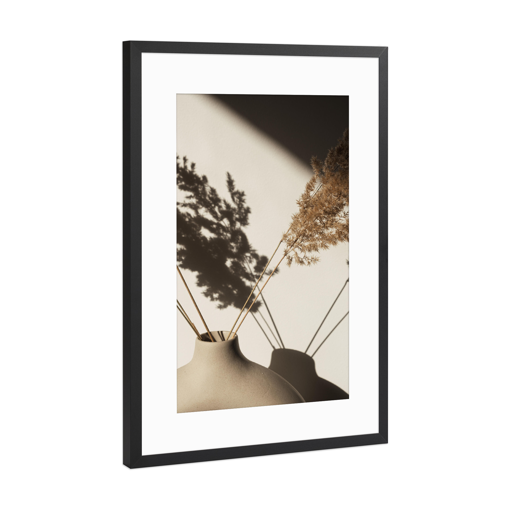 Poster mit Rahmen Schwarz (Metallic) "Pampasgras in stilvoller Vase" artboxONE - Natur,Floral
