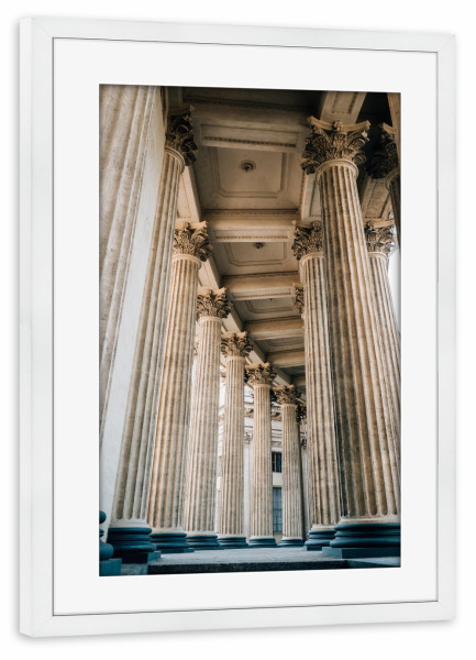 Poster mit Rahmen weiß "Säulen der Kasaner Kathedrale" artboxONE - Reise,Architektur - Kasan,Kathedrale,St,Petersburg,Säulen,Architektur,Gebäude