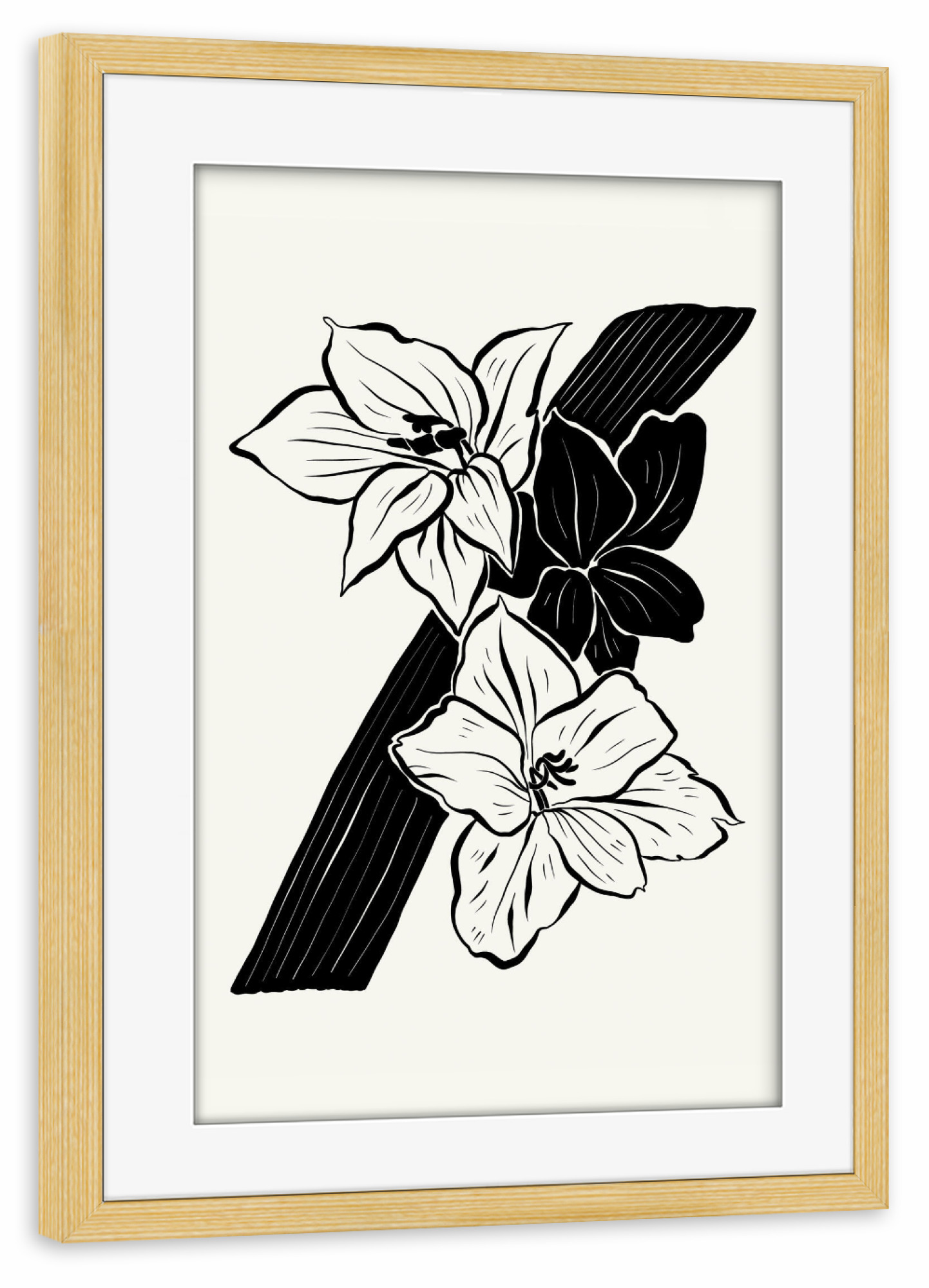Poster mit Rahmen kiefer "Floral Ink III collection" artboxONE - Floral,Abstrakt - Floral,Illustration,Pflanzen,Abstrakt,Blumen,Ink