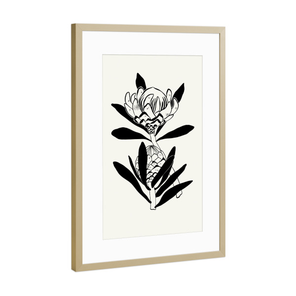 Poster mit Rahmen Gold "Floral Ink IV collection" artboxONE - Floral,Abstrakt - Floral,Illustration,Pflanzen,Abstrakt,Blumen,Ink