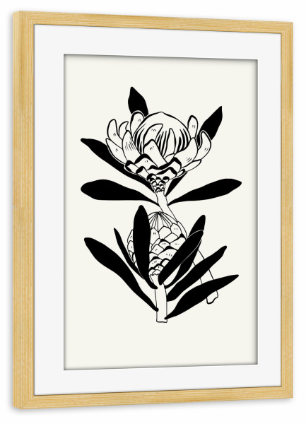 Poster mit Rahmen kiefer "Floral Ink IV collection" artboxONE - Floral,Abstrakt - Floral,Illustration,Pflanzen,Abstrakt,Blumen,Ink