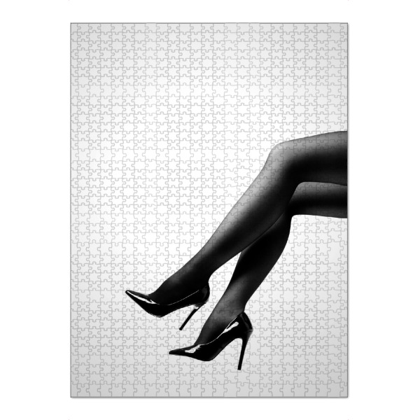 Puzzle Ravensburger "Lange Beine mit High heels" artboxONE - Menschen,Fashion - Frau,Beine,High heels,Schuhe,Schwarzweiß,Fotografie,Vintage,Female