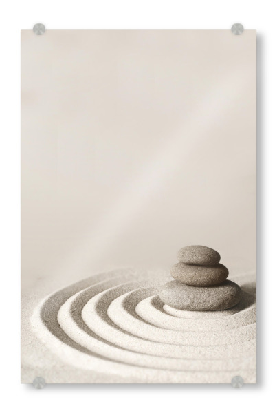 Acrylglasbild "Zen Steine im Sand" artboxONE - Natur,Reise - Zen,Steine,Frieden,Achtsamkeit,Ruhe,Boho,Bohemian,Natur,Reise,Meditation