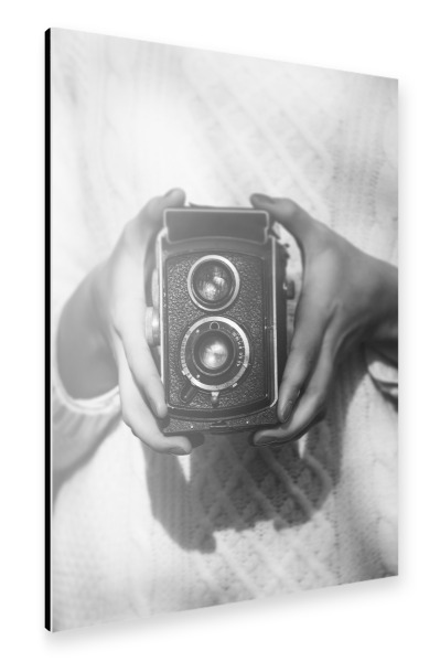 Alu-Dibond "Vintage Kamera sw" 30x20 cm artboxONE