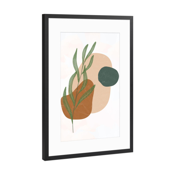 Poster mit Rahmen Schwarz (Metallic) "Abstrakte Formen und Botanik" artboxONE - Abstrakt,Geometrie