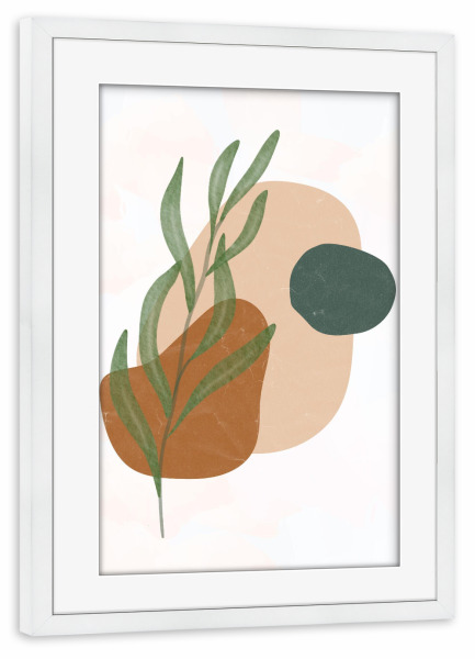Poster mit Rahmen weiß "Abstrakte Formen und Botanik" artboxONE - Abstrakt,Geometrie
