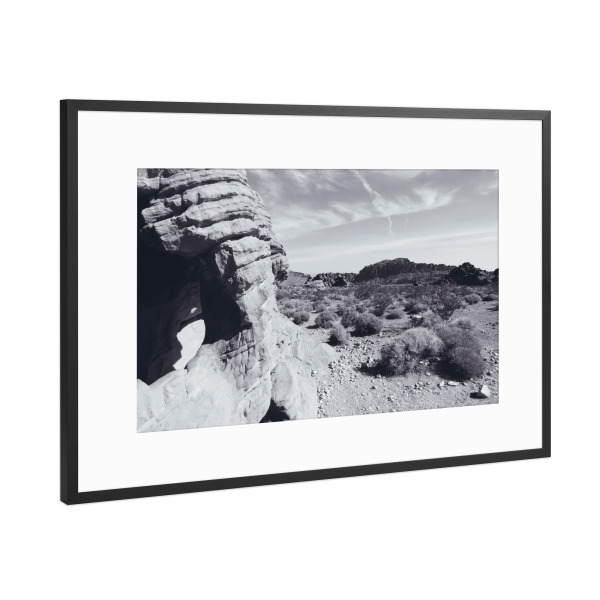 Poster mit Rahmen Schwarz (Metallic) "In Valley of Fire @ Nevada SW" artboxONE - Natur,Reise,Schwarzweiß,Reise / Länder