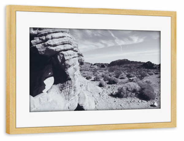 Poster mit Rahmen kiefer "In Valley of Fire @ Nevada SW" artboxONE - Natur,Reise,Schwarzweiß,Reise / Länder