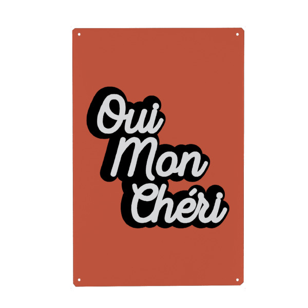 Holzbild "Oui Mon Cheri" artboxONE - Typografie,Liebe - Französisch,Französisches sprichwort,Liebe,Valentinstag,Typo,Typografie