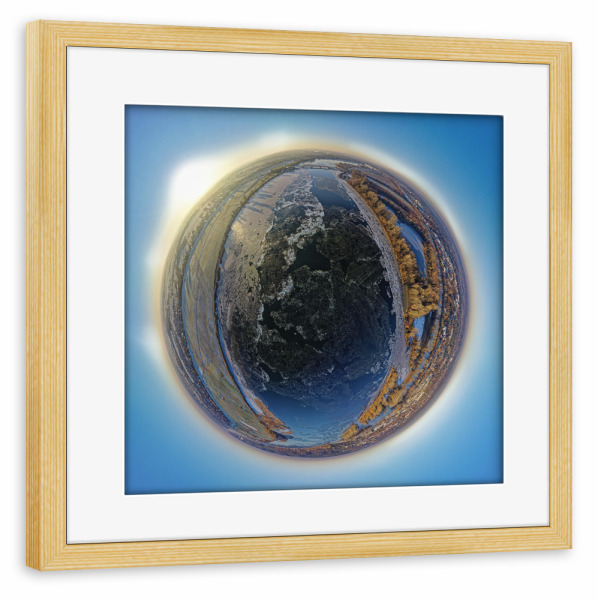 Poster mit Rahmen kiefer "Winter-Elbe Geesthacht aus 120m" artboxONE - Städte,Natur,Reise,Reise / Länder,Städte / Weitere