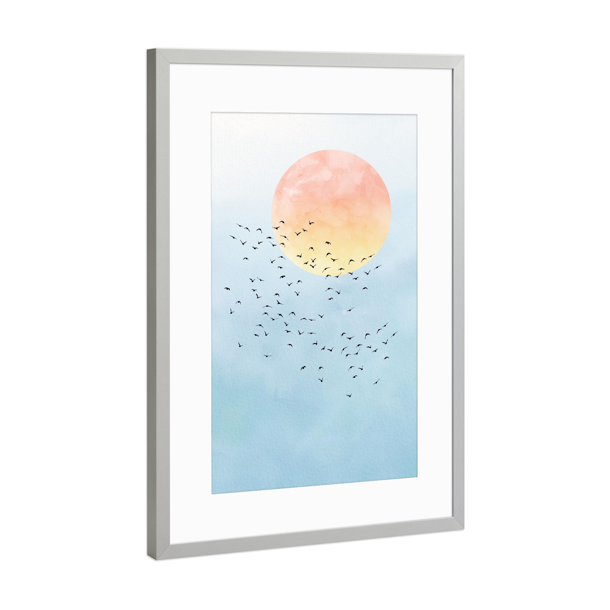Poster mit Rahmen Silber "Sonnenschein-Abbildung" artboxONE - Natur,Abstrakt,Fiktion