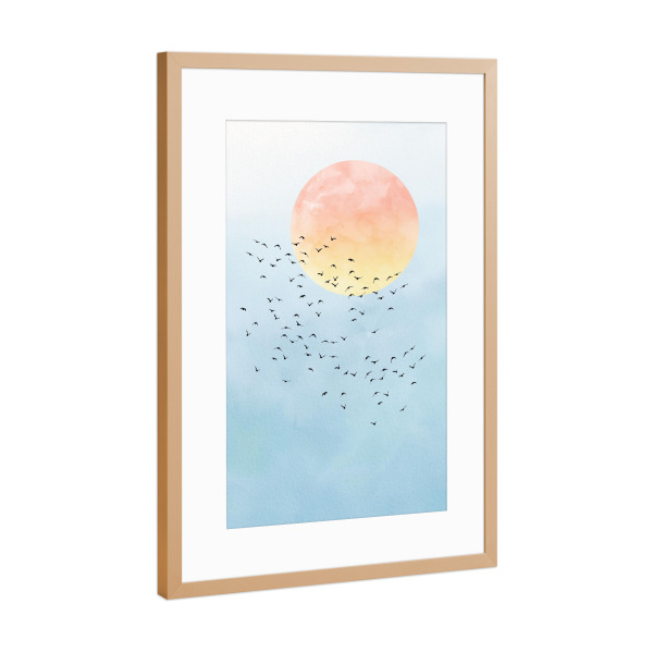 Poster mit Rahmen Kupfer "Sonnenschein-Abbildung" artboxONE - Natur,Abstrakt,Fiktion