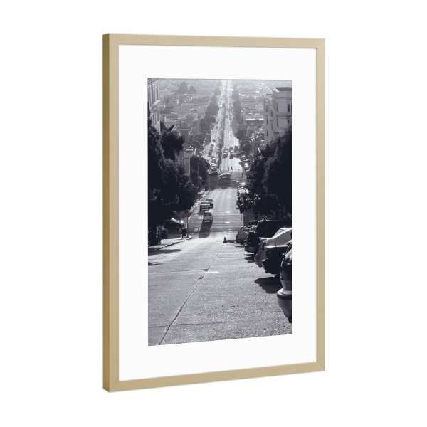 Poster mit Rahmen Gold "Lombard Street @ SFO" artboxONE - Reise,Schwarzweiß,Architektur,Reise / Länder,Städte / San Francisco