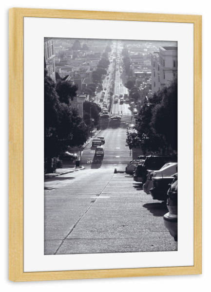 Poster mit Rahmen kiefer "Lombard Street @ SFO" artboxONE - Reise,Schwarzweiß,Architektur,Reise / Länder,Städte / San Francisco