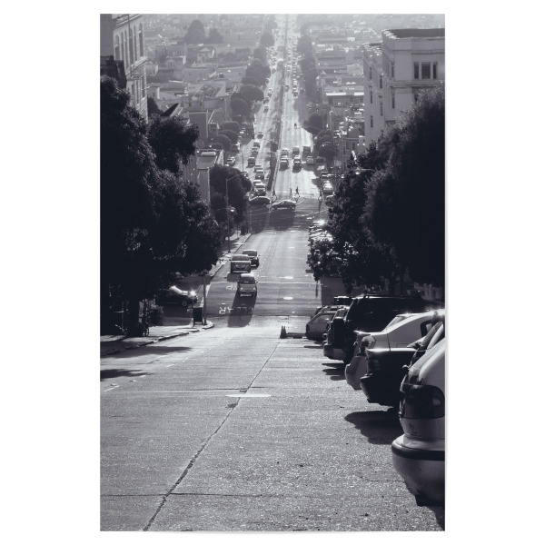 Poster 30x20 cm "Lombard Street @ SFO" artboxONE - Reise,Schwarzweiß,Architektur,Reise / Länder,Städte / San Francisco