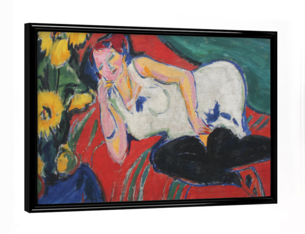 Poster mit schwarzem Rahmen "Liegende Frau im weißen Hemd" artboxONE - Menschen,Fashion,Für Mama,Für Papa
