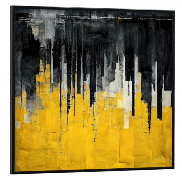 Poster mit schwarzem Rahmen 30x30 cm "Gelb schwarze Abstraktion" artboxONE - Abstrakt - Malerei,Abstrakt,Painting,Digital,Art,Abstract