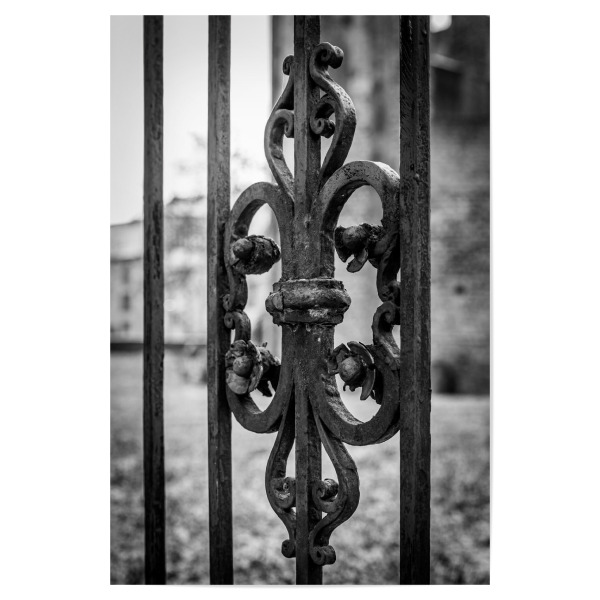 Poster 30x20 cm "Eisenzaun" artboxONE - Schwarzweiß,Architektur - Tor,Gatter,Eisen,Zaun,Schmiedeeisern,Schwarz weiß,Eisenzaun,Design