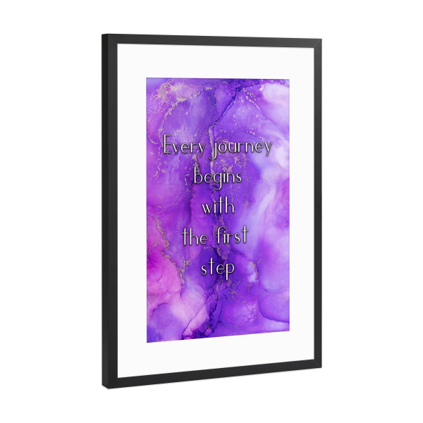 Poster mit Rahmen Schwarz (Metallic) "Jede Reise" artboxONE - Typografie,Menschen,Liebe