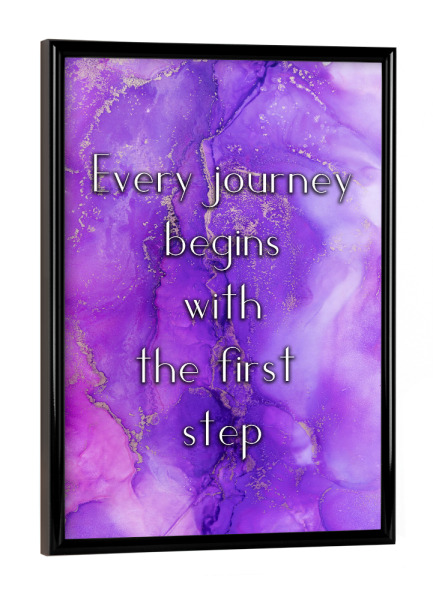 Poster mit schwarzem Rahmen "Jede Reise" artboxONE - Typografie,Menschen,Liebe