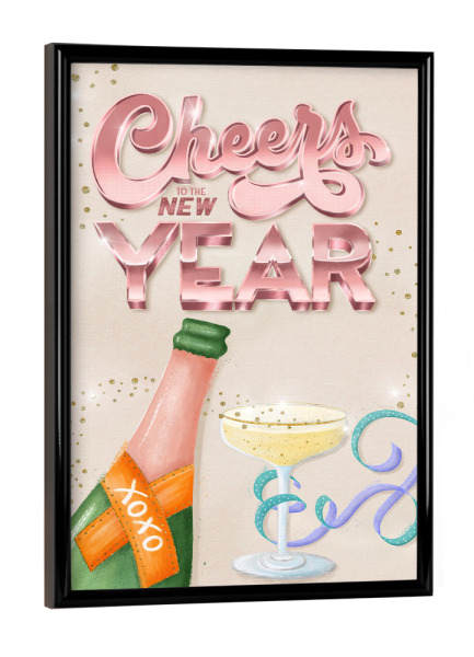 Poster mit schwarzem Rahmen "Auf ein Jahr voller Magie" artboxONE - Typografie,Essen & Trinken / Alkohol
