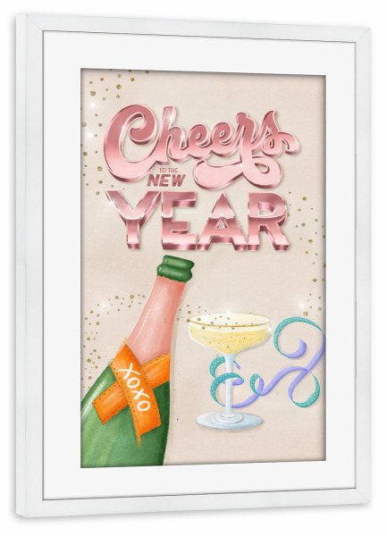 Poster mit Rahmen weiß "Auf ein Jahr voller Magie" artboxONE - Typografie,Essen & Trinken / Alkohol