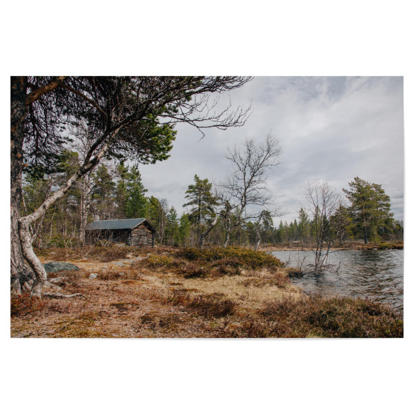 Poster 30x20 cm "Hütte an See in Schweden" artboxONE - Natur,Reise,Reise / Länder - Holz,Haus,Hütte,Schweden,See,Natur,Baum,Bäume,Reise,Wasser