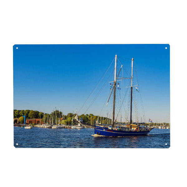 Holzbild "Warnow mit Segelschiff" artboxONE - Natur,Reise