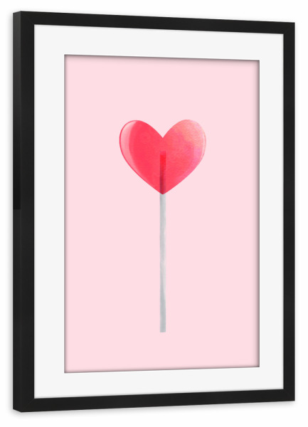 Poster mit Rahmen schwarz "Herz Lutscher" artboxONE - Abstrakt,Liebe