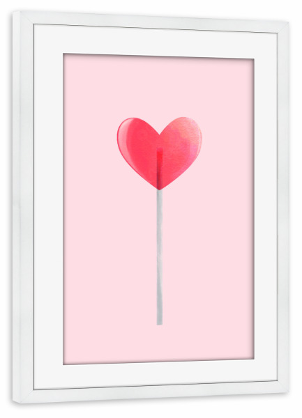 Poster mit Rahmen weiß "Herz Lutscher" artboxONE - Abstrakt,Liebe